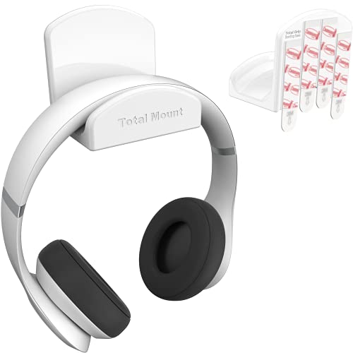TotalMount Headphone Hanger – Includes Removable Adhesive Strips for Easy, Damage-Free Wall, Desk, or PC Mounting (Premium White Headphone Hook – One Pack) - Premium White – One Pack