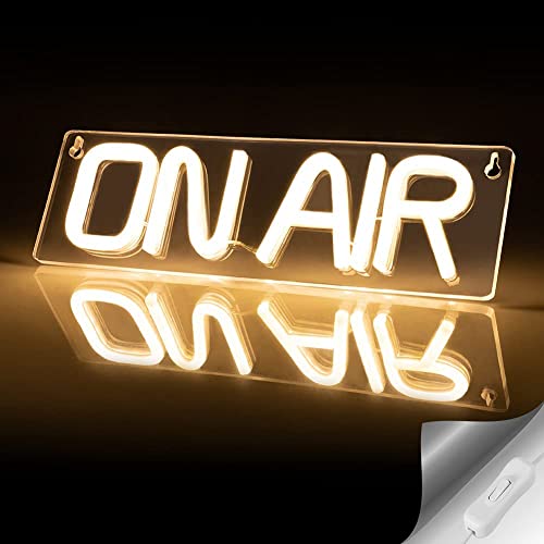 ON AIR Sign, Live On Air Neon Sign USB Connected for Studio Recording / Game Room,Twitch, Tiktok, YouTube, Cool Live Streaming Sign Decor (White) - white