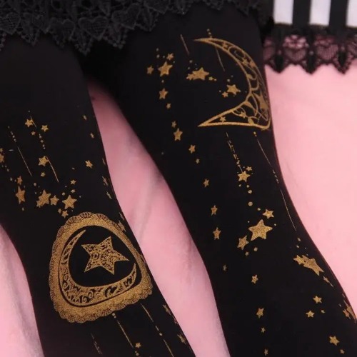 Steampunk Inspired Tights in Maroon, Navy Blue, and Jet Black - Black