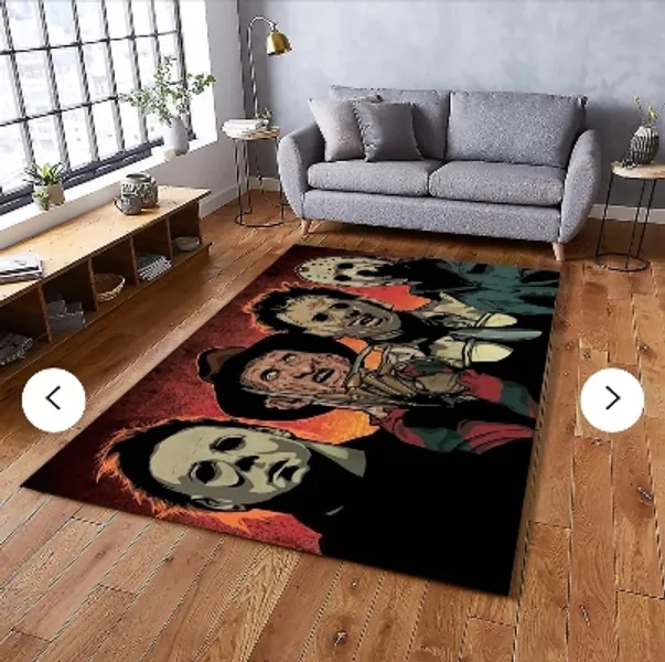 Michael Myers, Freddy Krueger, Leatherface Jason Voorhees Horror Movie Characters Area Rug, Rugs For Living Room, Gift For Home Decor
