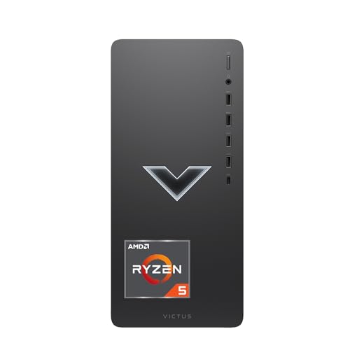 HP Victus Gaming Tower Desktop, AMD Ryzen 5 5600G (Beat i5-12400), AMD Radeon RX 6400, 16GB RAM, 1TB SSD, Wi-Fi, RJ-45, HDMI, Display Port, Windows 11 Home, Wired KB & Mouse, Black