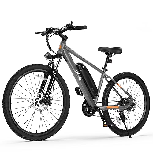 Qlife Racer Electric Bike for Adults - 21-Speed Mountain Lightweight Ebike with Peak 750W 22MPH Brushless Motor, 375Wh Removable Battery, 26X2.1 Tire Step Over E-MTB, Up to 40 Miles - Grey - Standards