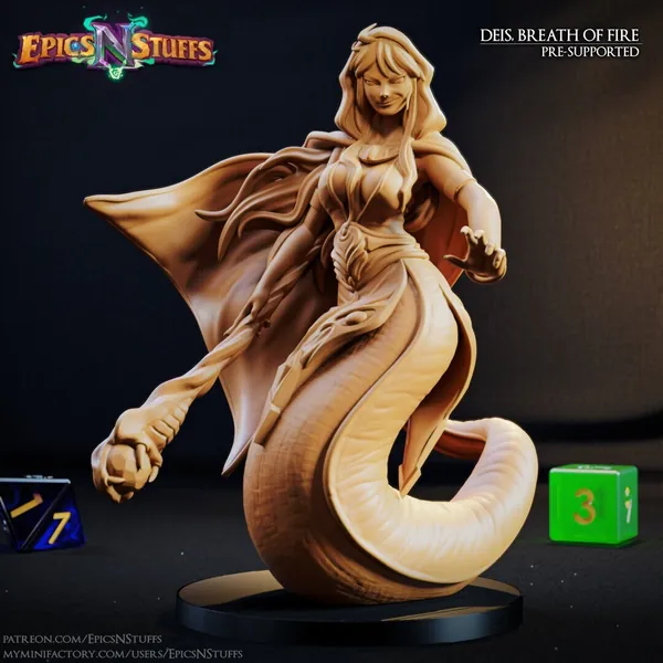 Deis, Breath of Fire, 3D Printed, Dungeons and Dragons miniature, Statue, Model, Epics&#39;N&#39;Stuffs