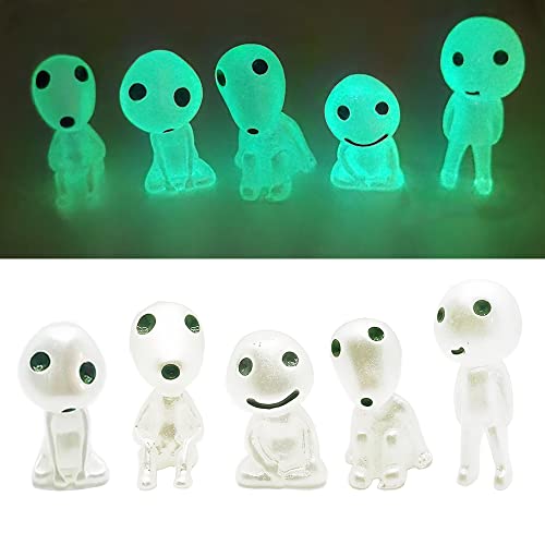 5 Pcs Luminous Tree Elves Spirit Kodama Gardening Mononoke Potted Decoration Micro Princess Landscape Figures Ornament