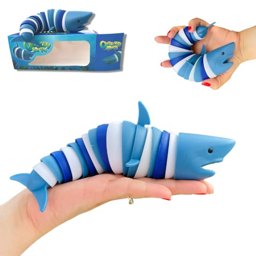 FUFUFA Shark Fidget Toy - Sensory Shark 3D, Flexible Decompression Shark for Relaxing, Friendly Articulated Shark Fidget Toy, Hand Sensory Toy for Adults, 7.5 Inch