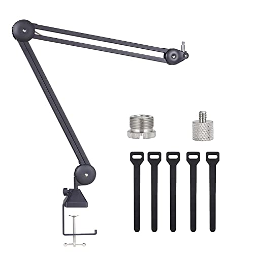 KOMISON Microphone Arm Stand, Heavy Duty Mic Arm Microphone Stand Suspension Scissor Boom Stands and Cable Ties for Blue Yeti Snowball for Gaming, Recording, Quadcast (black) - black