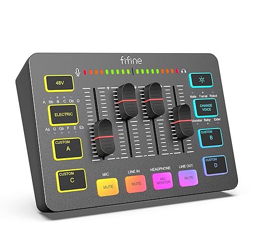 FIFINE Gaming Audio Mixer with XLR Microphone Interface