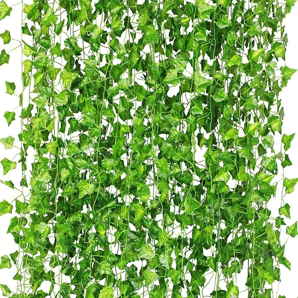 CQURE Artificial Ivy Garland,Ivy Garland Fake Ivy UV Resistant Fake Vine Green Leaves Fake Plants Hanging Vine Plant for Wedding Party Garden Wall Decoration 5 Packs