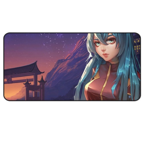 Anime Girl in Space Suit Large Computer Mouse Pad - 15.5" × 31"