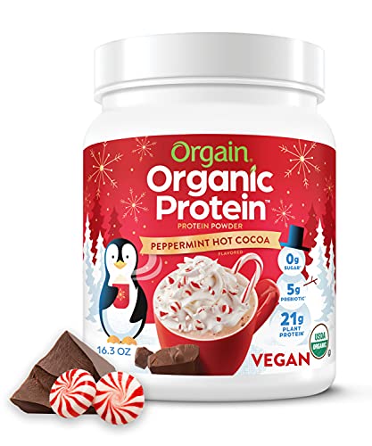 Orgain Organic Vegan Protein Powder, Peppermint Hot Cocoa 1.02lb