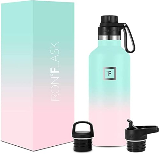 IRON °FLASK Sports Water Bottle - 32 Oz - 3 Lids - Bubble Gum