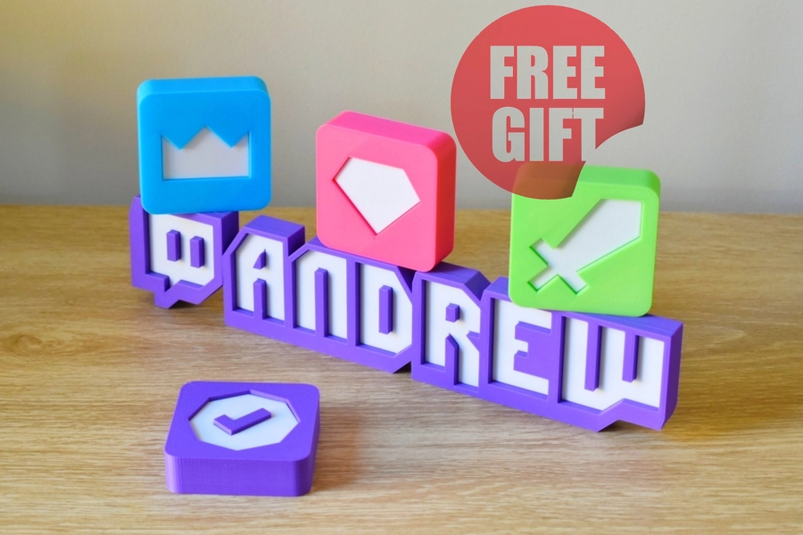 Personalized Custom Twitch Style Name Plate, Streamer Gift, Desk Sign, Customised Twitch Channel Nameplate, Custom Twitch Logo Twitch Badge