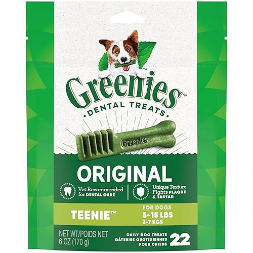 Greenies Original Teenie Natural Dental Care Dog Treats, 6 oz. Pack (22 Treats) - Original - 6 Ounce (Pack of 1)