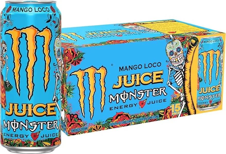 Monster Energy Juice Monster Mango Loco, Energy + Juice, Energy Drink, 16 Ounce (Pack of 15) - Mango Loco - 15 Pack
