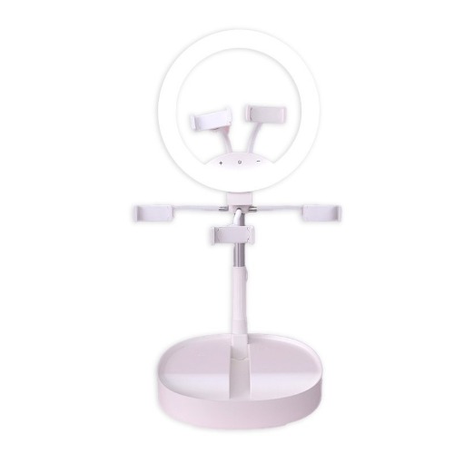 Deluxe Rechargeable Ring Light (with Built-in Battery) - Cream White / Ring Light with 1 Phone Holder