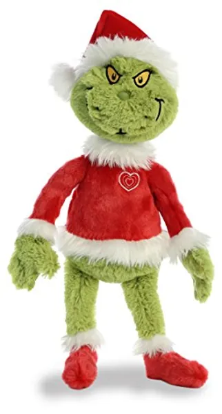 Aurora® Whimsical Dr. Seuss™ Grinch Santa Stuffed Animal - Magical Storytelling - Literary Inspiration - Green 16 Inches