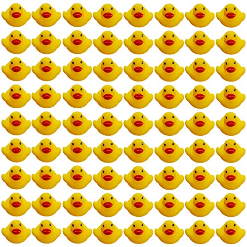 THE TWIDDLERS - 75 Mini Squeaky Rubber Ducks, Small Bath Water Play Toys for Kids Paddling Pool, Games, Party Bags - 3cm x 4cm