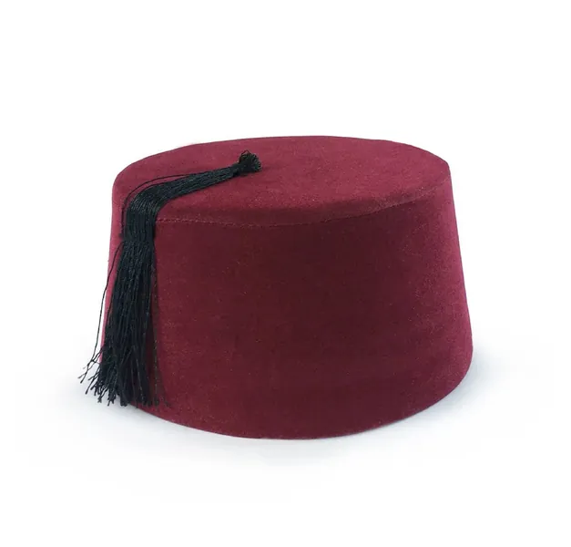 EDUS Dr. Who Turkish Shriner Fez Hat Felt, Arabian Moroccan Aladdin Abu Costume Tassel Accessory, Fez Hats With Black Tassel - Red