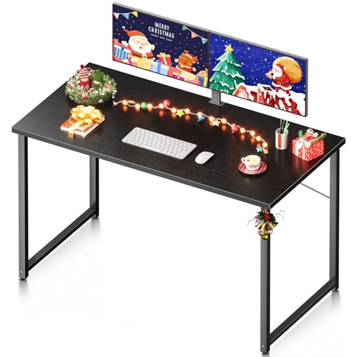 Coleshome 48 Inch Computer Desk, Modern Simple Style Desk for Home Office, Study Student Writing Desk, Black - 48 Inches - Black