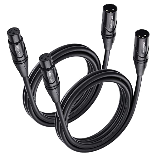 Cable Matters 2-Pack XLR to XLR Cables, XLR Microphone Cable 6 Feet, Oxygen-Free Copper (OFC) XLR Male to Female Cord, Mic Cord for Speaker, Black - 6 Feet - Regular