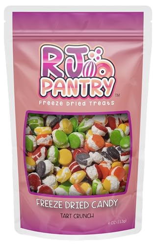 Freeze Dried Candy Tarts Crunch: Crunchy Sweetness, 4 oz Flavors: Cherry, Lemon, Lime, Orange, Grape. Tarts Resealable Bag Tangy Sweet - Mixed-Fruit