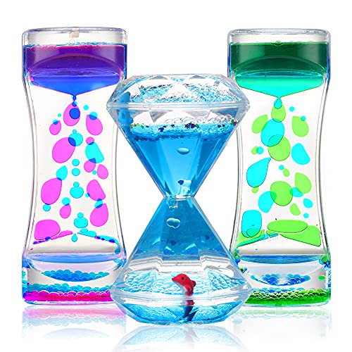 Sensory Toys Liquid Motion Timer Bubbler 3 Set - Best Fidget Toys for Kids Adults for Stress and Anxiety Relief, Calming Tool for Autism Children, Stocking Stuffers Kids Toddlers - Diamond