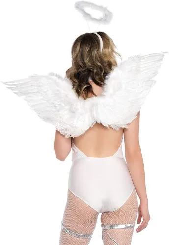 Leg Avenue Women's 2 Pc Feathered Angel Wings and Halo Costume Accessory Kit - One Size - White