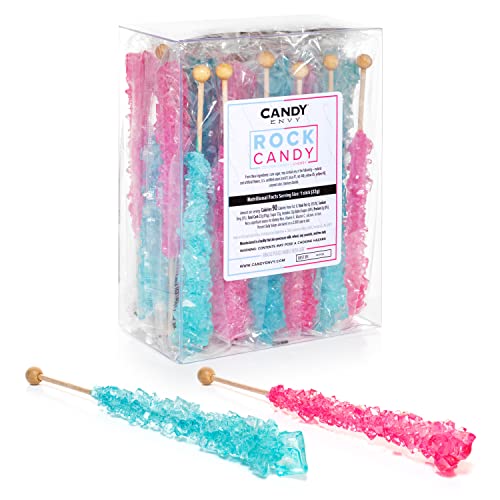 Mermaid Rock Candy Crystal Sticks - 10 Indiv. Wrapped - Pink, Light Blue, Lavender - Magical Rainbow 10 Count (Pack of 1)