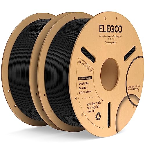 ELEGOO PLA+ Filament 1.75mm Black 2KG, PLA Plus 3D Printer Filament, Dimensional Accuracy +/- 0.02 mm, Tough & High Strength, Fit for Most FDM Printers(1KG/Spool, 2.2 lbs) - 2kg Black