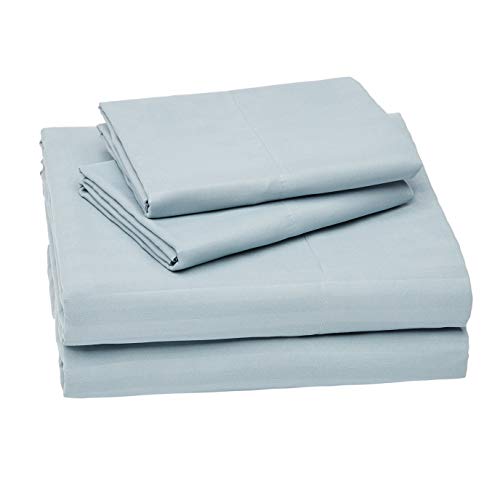 Amazon Basics Deluxe Striped Microfiber Bed Sheet Set - Full, Spa Blue - Full - Spa Blue