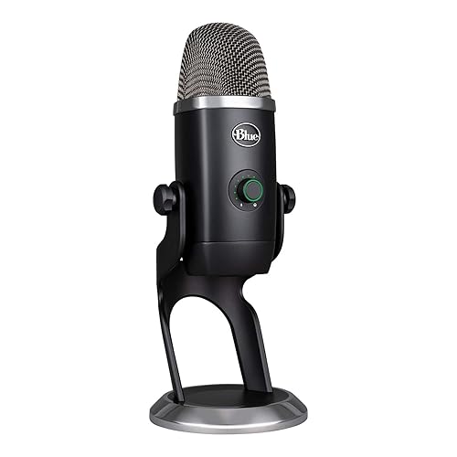 Blue Yeti X Professional Condenser USB Microphone with High-Res Metering, LED Lighting for Recording, Streaming, Gaming, Podcasting on PC and Mac, with Blue VO!CE Effects - Grey - Black - Microphone