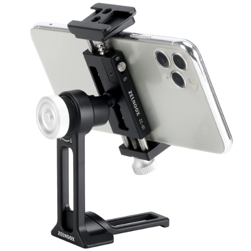 Pocket Phone Clamp Holder Stand,360° Rotatable,Cold Shoe Connect, 1/4" Screws,Really Right Stuff and ARCA-Swiss Quick Release for Tripod Mount,Compatiable iPhone 14 13 12 11 x 9 8 6 Max Pro Plus - 