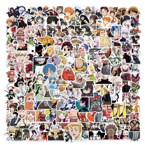 200 Pcs Cute Aesthetic Waterprof Vinyl Anime Stickers Sticker for Water Bottle Laptop Hard Hat Skateboard Kids Teens Girls Boys Adults (Person) - person