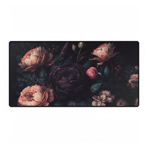 Dark Floral Desk Mats - 31.5" × 15.5"