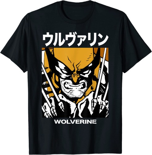 Marvel X-Men Wolverine Kanji Blades Pose Graphic T-Shirt T-Shirt