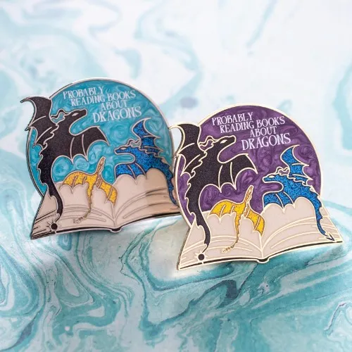 Reading About Dragons Pin - Large Pin