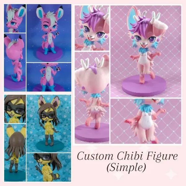 Custom Clay Figure Commission | Fursona Chibi Figure (12cm)