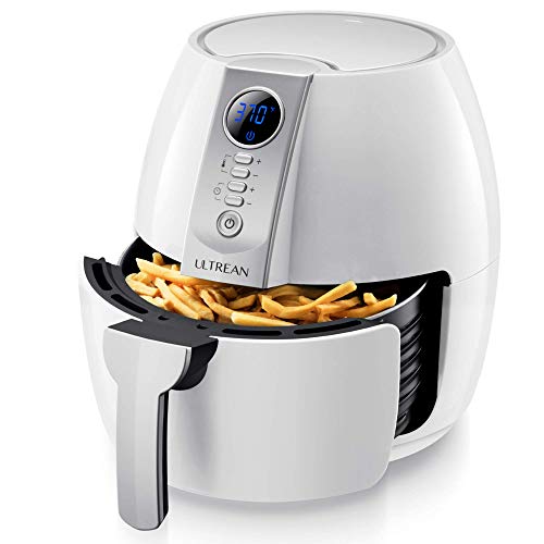 Ultrean Air Fryer, 4.2 Quart (4 Liter) Electric Hot Air Fryers Oven Oilless Cooker with LCD Digital Screen and Nonstick Frying Pot, UL Certified, 1-Year Warranty, 1500W (4L, White) - White