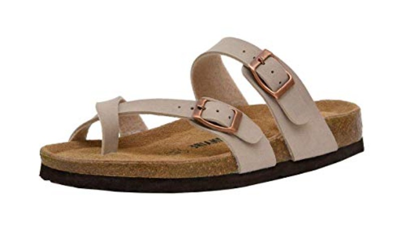 CUSHIONAIRE Women's Luna Cork Footbed Sandal With +Comfort - 8 - Stone