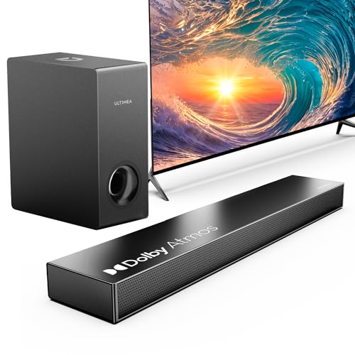 ULTIMEA Sound Bars for Smart TV with Dolby Atmos, 3D Surround Sound System for TV Speakers, 2.1 Soundbar for TV with Subwoofer, Bass Boost, Peak Power 190W, HDMI eARC, Nova S50, Software V93