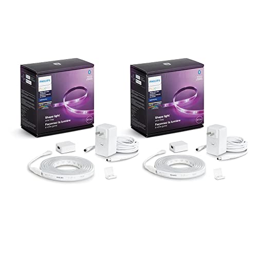 Philips Hue Indoor 6-Foot Smart LED Light Strip Plus Base Kits with Plugs - Color-Changing Single-Color Effect - 2 Pack - Control with Hue App - Works with Alexa, Google Assistant and Apple HomeKit