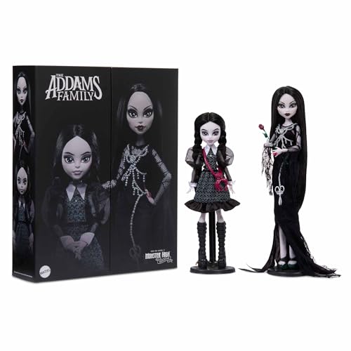 Monster High Skullector Addams Family Doll Two-Pack: Morticia & Wednesday, Fully Articulated Collectible Dolls with Certificate of Authenticity