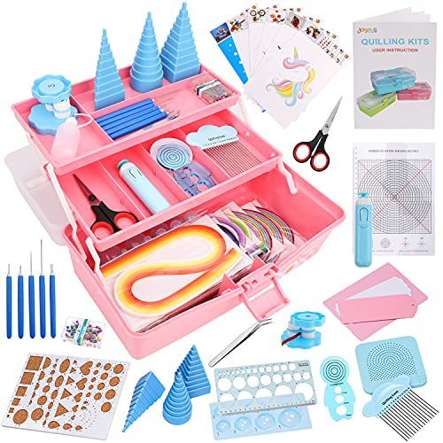 JoyPlus Quilling Kits for Beginners with Manual, 24 Quilling Tools & Supplies with Durable Quilling Storage, Updated Paper Crimper Tool, Premium Quilling Husking Board & Electronic Quilling Pen Pink - Pink