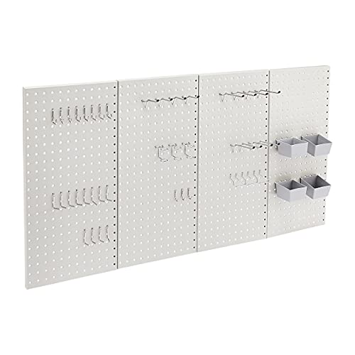 Amazon Basics Rectangular Metal Pegboard Kit, Rust and Scratch Resistant - 48 Pieces, Gray - 48- Pieces
