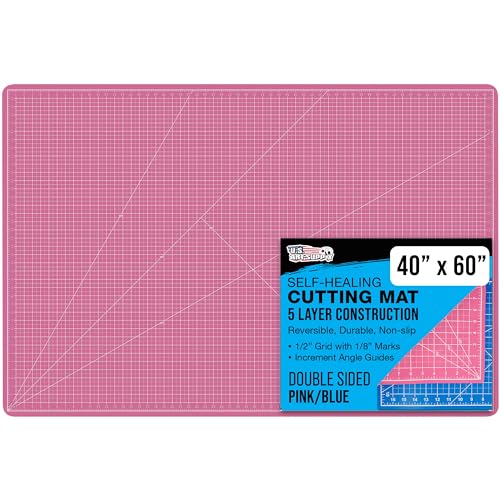 U.S. Art Supply 40" x 60" Pink/Blue Professional Self Healing 5-Ply Double Sided Durable Non-Slip Cutting Mat Great for Scrapbooking, Quilting, Sewing and all Arts & Crafts Projects - 40" x 60" - Pink/Blue
