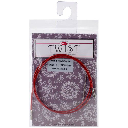 ChiaoGoo Cable 22 inch (55cm) with Key for Twist Red Lace Interchangeable Small Knitting Needle Set 7522-S