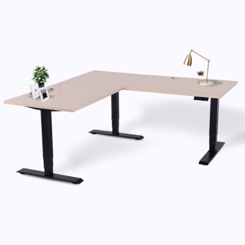 Executive Standing Corner Desk - L Shaped - Large 71" × 71" / Black / Oak Wood