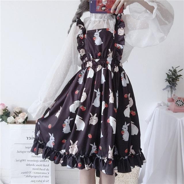 Little Bun Suspender Dress - Black Dress
