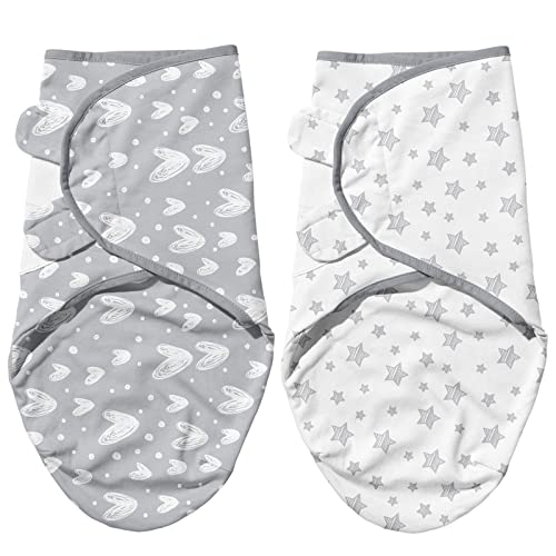 Biloban Baby Swaddles 0-3 Months for Boy Girls, Baby Swaddle, Newborn Swaddle, Cotton Swaddle Blanket, Newborn Essentials, Lovely Grey Print, 2 Pack - Small (Pack of 2) - Grey Print
