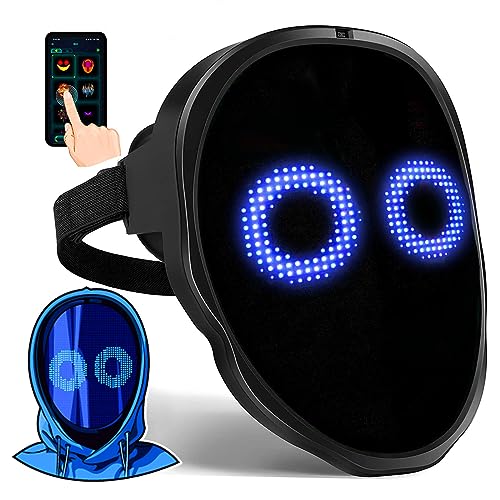 Face Transforming LED Mask with App Controlled - Programmable LED Halloween Mask Digital Luminous Mask for Costume Cosplay - Usb Recharge